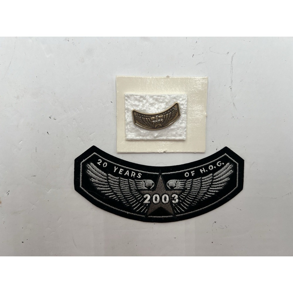 Harley Davidson H.O.G. 20th Anniversary 2003 Patch & Pin Set 20 Years Harley Own